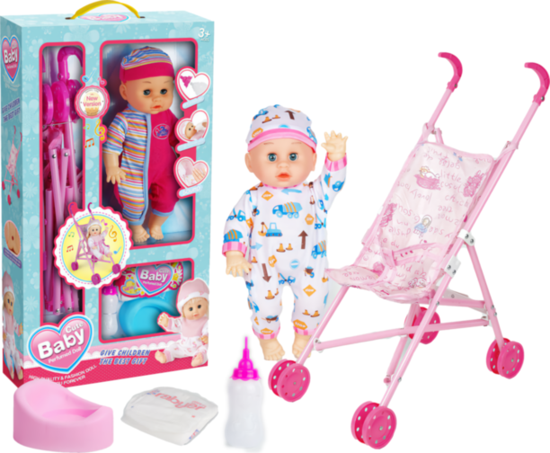 Bebelușul la Oliță Interactiv, cu 12 Sunete Realiste, Сărucior, Pampers, Oliță și Suzetă