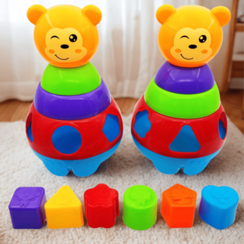 Ursuleț Interactiv de Sortare – Jucărie Educativă cu Forme Geometrice Colorate