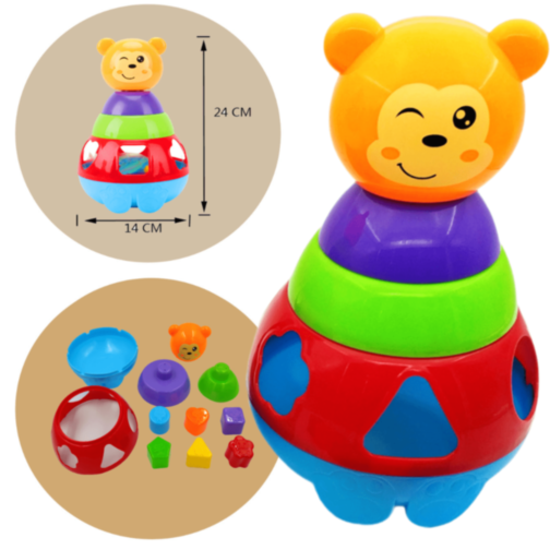 Ursuleț Interactiv de Sortare – Jucărie Educativă cu Forme Geometrice Colorate