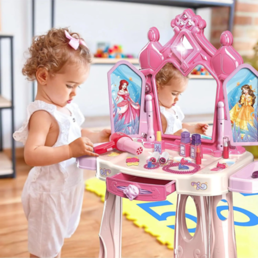 Măsuță de Toaletă pentru Prințese | Lumini, Sunete și Accesorii Incluse