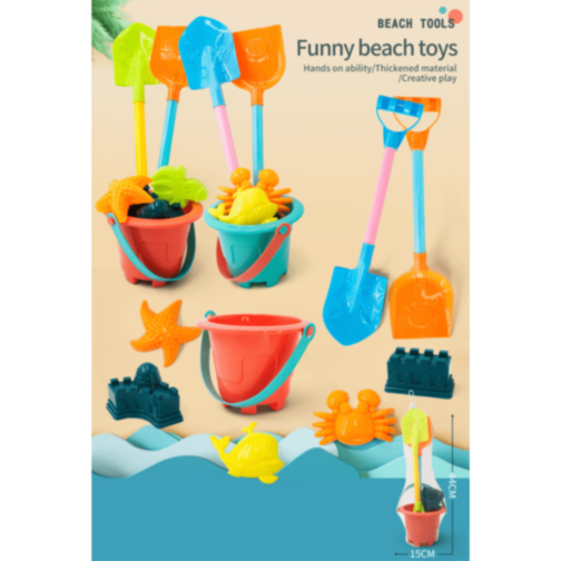 Set Jucării de Nisip cu Găletușă, Forme de Castel și Accesorii Marine (culoare aleatorie)