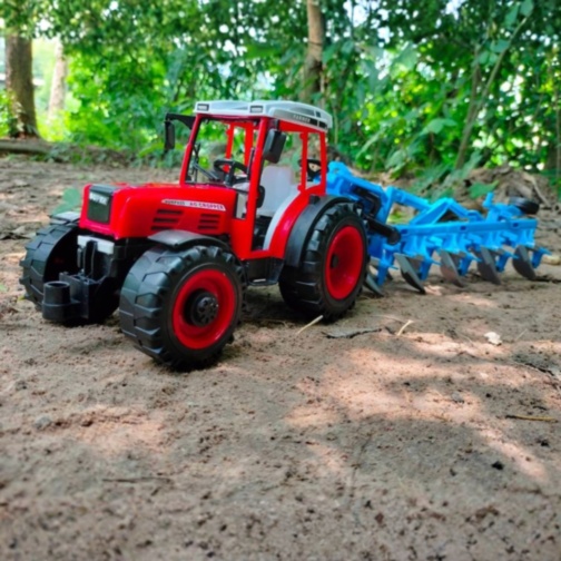 Tractor cu plug agricol pentru copii jucărie fermă (culoare aleatorie)