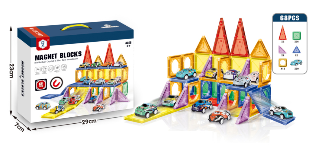 Set Inteligent de constructie MAGNETIC, 68 piese
