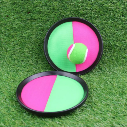 Set Joc de Prindere cu 2 Discuri Velcro și Minge Colorată – Distracție în Aer Liber