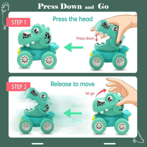 1buc. Mașinuță Dinozaur Colorată Press & Go (model aleatoriu)