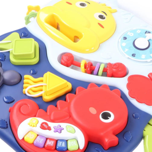 Măsuță Interactivă 3 în 1 cu Pian, Coș de Baschet și Activități Educative