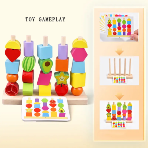 Set de Coloane Colorate cu Forme Geometrice și Activități Interactive