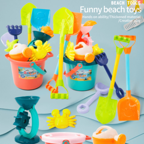 Set Jucării de Plajă cu Găletușă, Unelte și Forme Marine (culoare aleatorie)