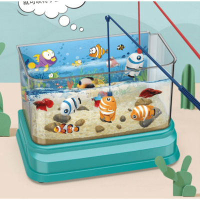 Acvariu de jucărie cu pești magnetici, lumină și muzică | image