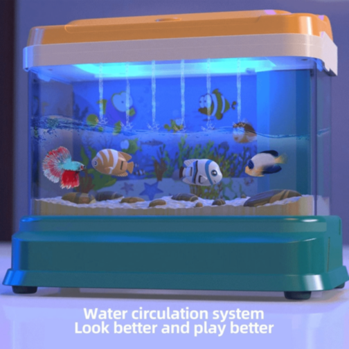 Acvariu de jucărie cu pești magnetici, lumină și muzică