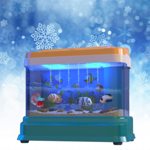 Acvariu de jucărie cu pești magnetici, lumină și muzică