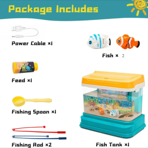 Acvariu de jucărie cu pești magnetici, lumină și muzică