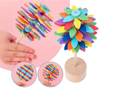 Arbore Montessori din Lemn Colorat Rotativ Educațional | image