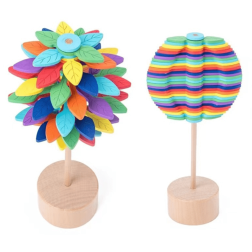 Arbore Montessori din Lemn Colorat Rotativ Educațional