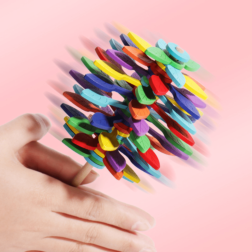 Arbore Montessori din Lemn Colorat Rotativ Educațional