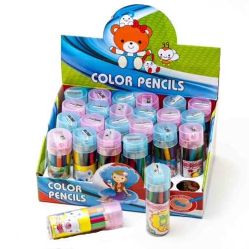 Set 12 Creioane Colorate cu Ascuțitoare