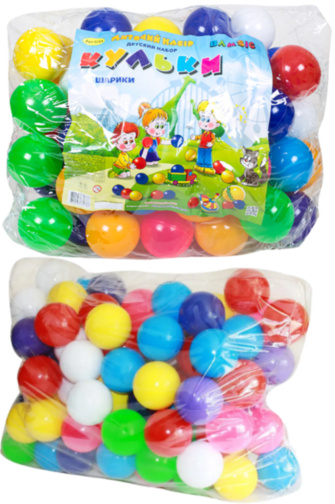 Set 65 Bile Colorate din Plastic, diametru 8cm