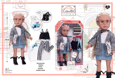 Păpușa Fashion din Vinil cu Set de Hainuțe și Aparat Foto, 45cm | image
