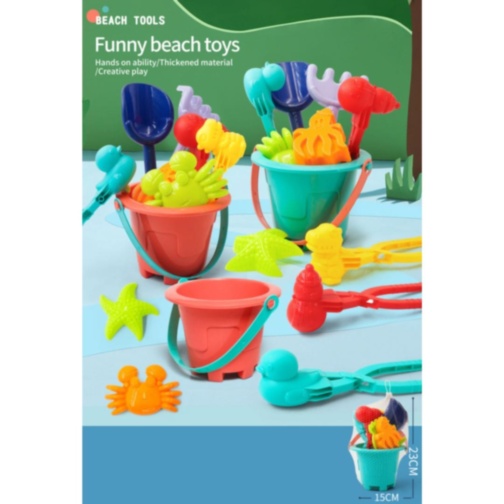 Set Plajă Creativ cu Găletușă, Lopeți și Forme Colorate (culoare aleatorie)