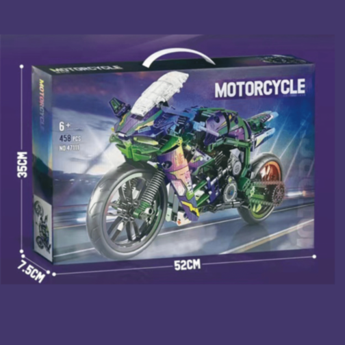 Set de construcție Motocicletă Racing Verde Violet cu 458 Piese 