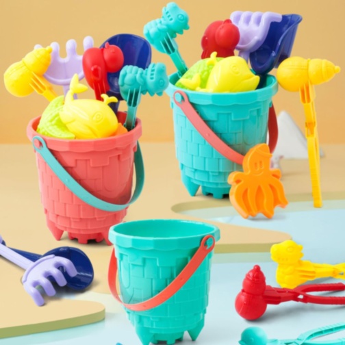 Set Jucării de Plajă cu Găletușă Texturată și Forme Marine (culoare aleatorie)