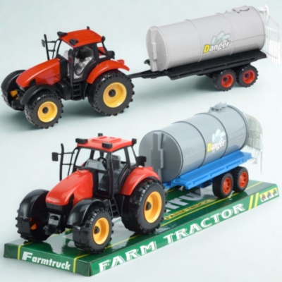 Tractor jucărie pentru copii cu remorcă cisternă (culoare aleatorie) | image