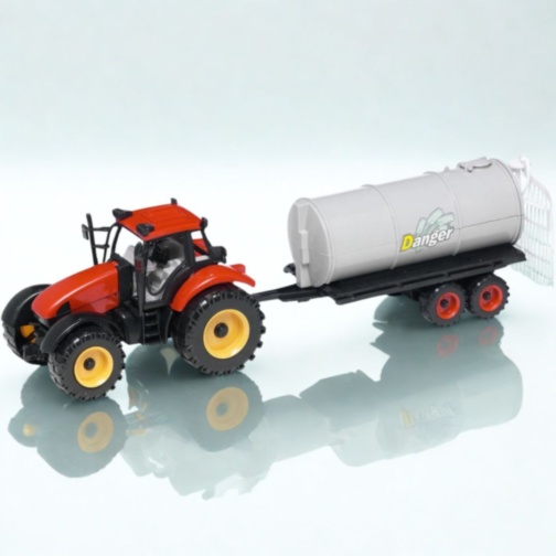 Tractor jucărie pentru copii cu remorcă cisternă (culoare aleatorie)