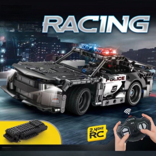 Mașină de Poliție de Asamblat cu Telecomandă – Set Tehnic 2.4GHz, 352 piese  