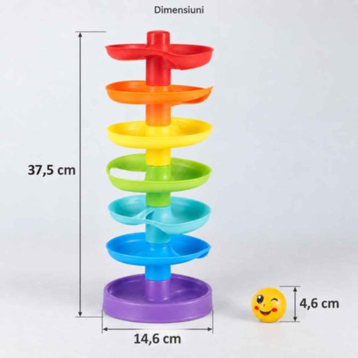 Turn cu piste spiralate si bile pentru copii