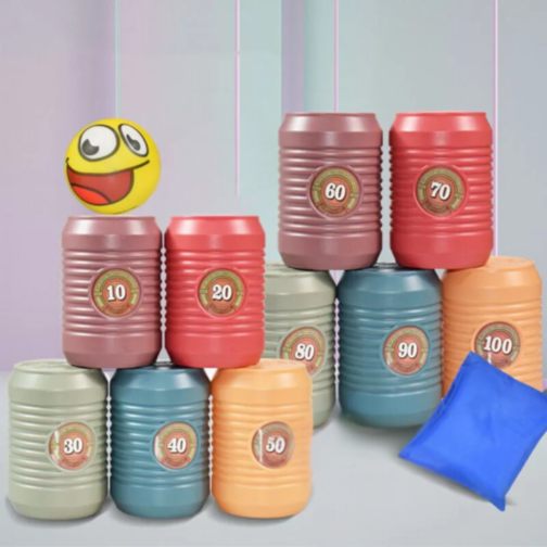 Joc de aruncat cu mingi și cutii colorate