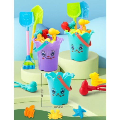 Set Jucării Nisip cu Găletușă Zâmbitoare și Unelte Colorate (culoare aleatorie)