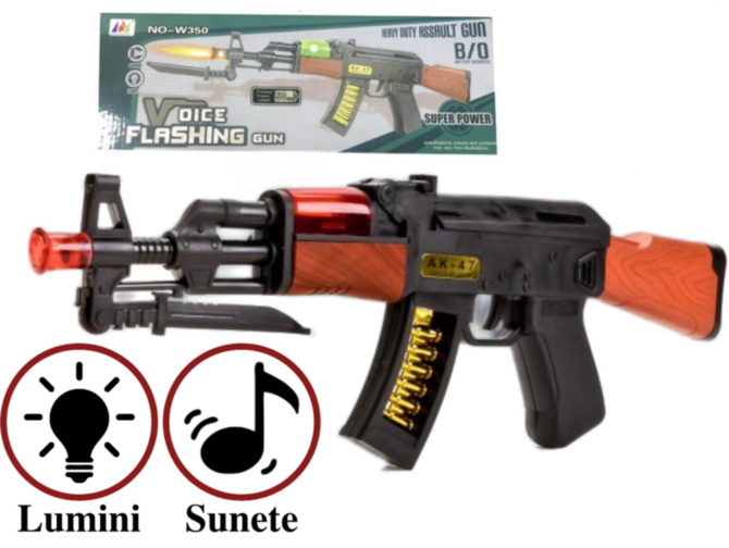 Mitraliera AK-47 cu Sunete și Lumini, 42cm