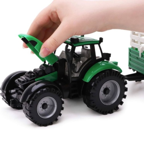 Tractor jucărie pentru copii cu cupă și remorcă (culoare aleatorie)