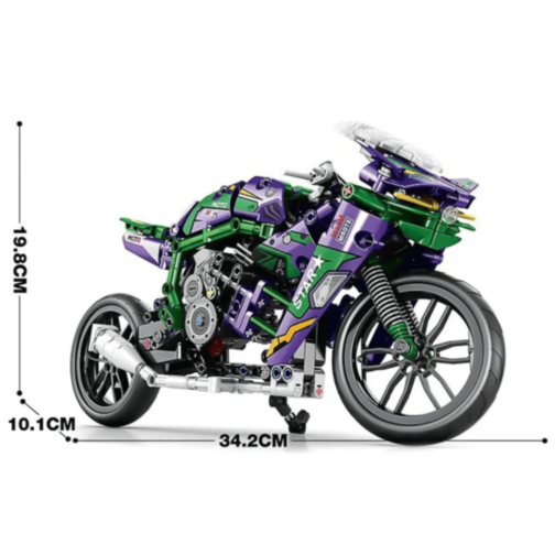 Set de construcție Motocicletă Racing Verde Violet cu 458 Piese