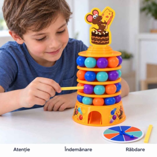 Joc de îndemânare Tumbling Cake cu bile colorate
