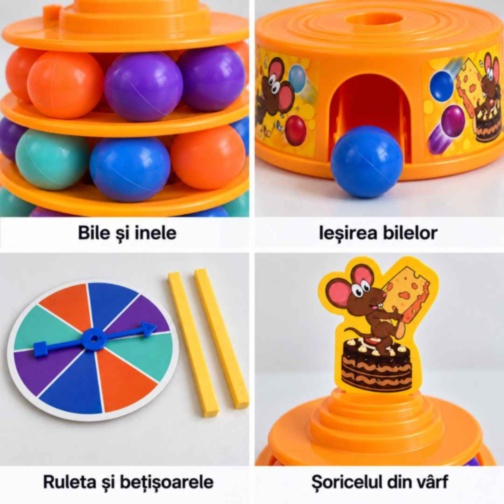 Joc de îndemânare Tumbling Cake cu bile colorate