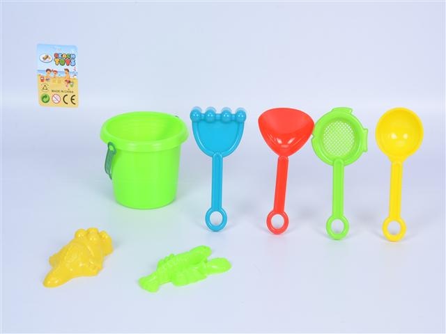 Găletușă cu 6 Accesorii de Nisip, 14cm 