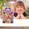 Ceas Didactic Montessori din Lemn în Formă de Urs