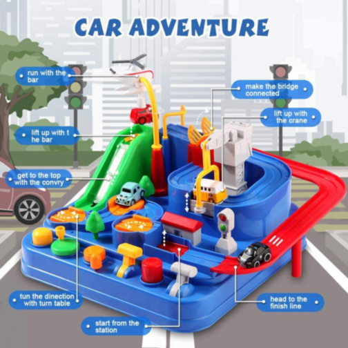 Set interactiv „Aventura cu Obstacole” – Manevrează mașinile și elicopterul