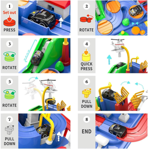 Set interactiv „Aventura cu Obstacole” – Manevrează mașinile și elicopterul