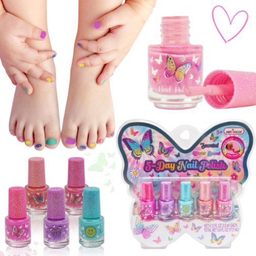 Set Lacuri de Unghii Non-Toxice pentru Copii, 5 Culori