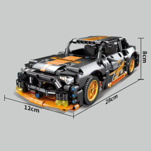 Mașină Supercar Mecanică cu Funcție Pull-Back, Set de 520 Piese