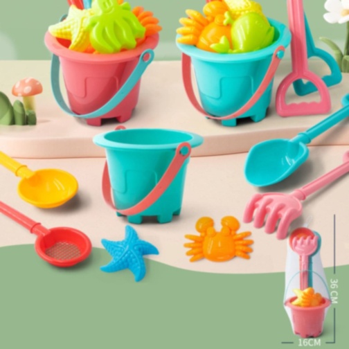 Set Jucării de Plajă cu Găletușă și Unelte Colorate (culoare aleatorie)