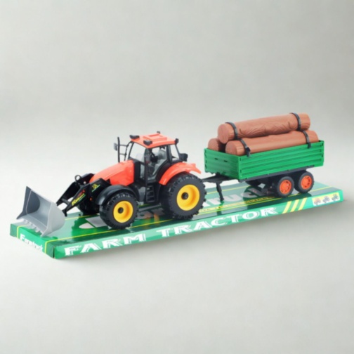 Tractor jucărie pentru copii cu cupă și remorcă (culoare aleatorie)