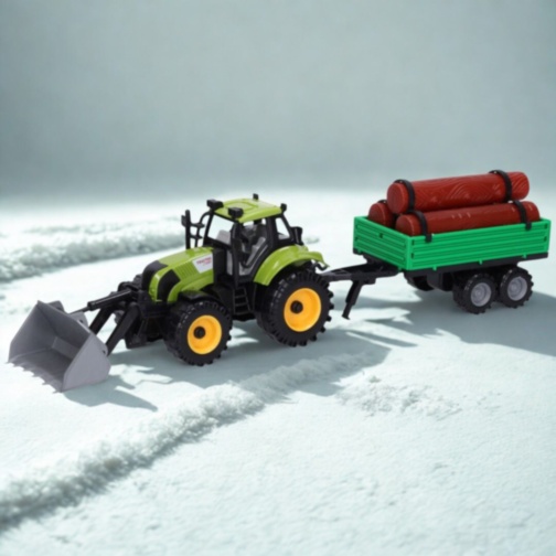 Tractor jucărie pentru copii cu cupă și remorcă (culoare aleatorie)