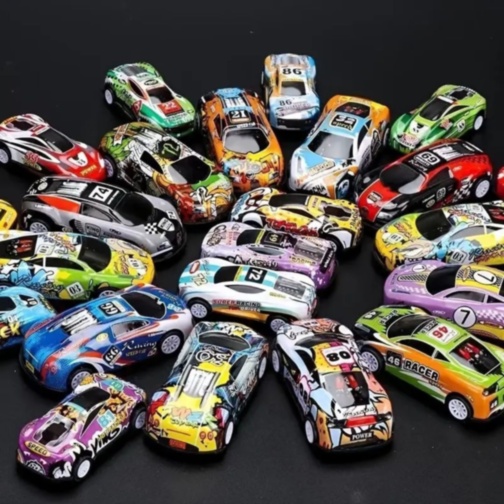 Set 25 Mașinuțe Metalice cu Mecanism Pull-Back – Modele Sport și Graffiti 