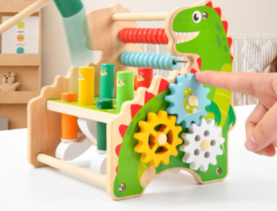 Centru Educațional Montessori din Lemn cu Dinozaur – 6 Activități Interactive | image