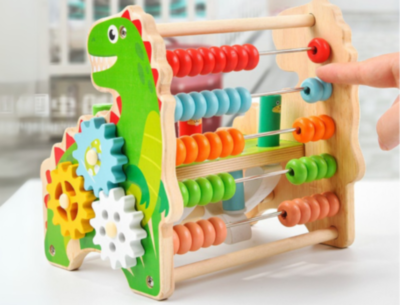 Centru Educațional Montessori din Lemn cu Dinozaur – 6 Activități Interactive | image