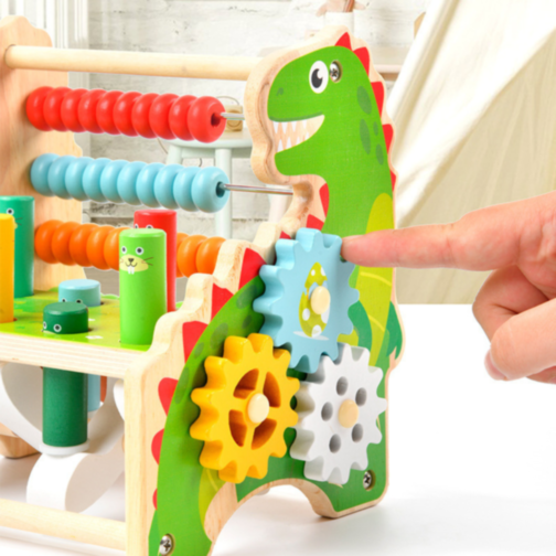 Centru Educațional Montessori din Lemn cu Dinozaur – 6 Activități Interactive