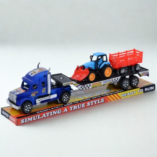 Camion transportor auto cu tractor și remorcă copii (culoare aleatorie)